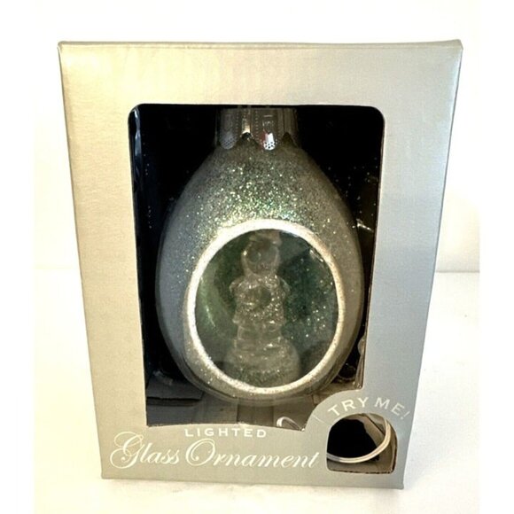 Lighted Blown Glass Diorama Santa Christmas Ornament 5.5" Color Changing Vintage - Picture 8 of 8